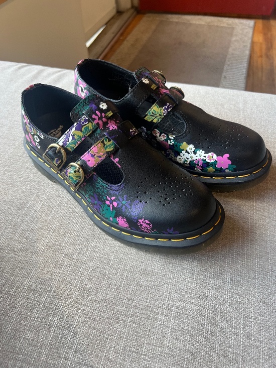 Dr. Martens Shoes - Dr. Martens Black Floral Mary Jane Flats